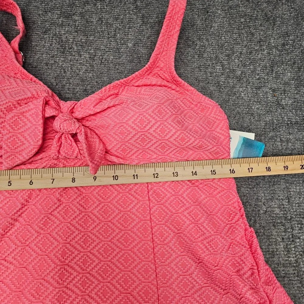 Swim Solutions Swim Dress Womens 16 Guava Pink Bow Front Tummy Control New - Picture 6 of 11